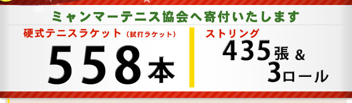 ミャンマーテニス協会へ寄付します